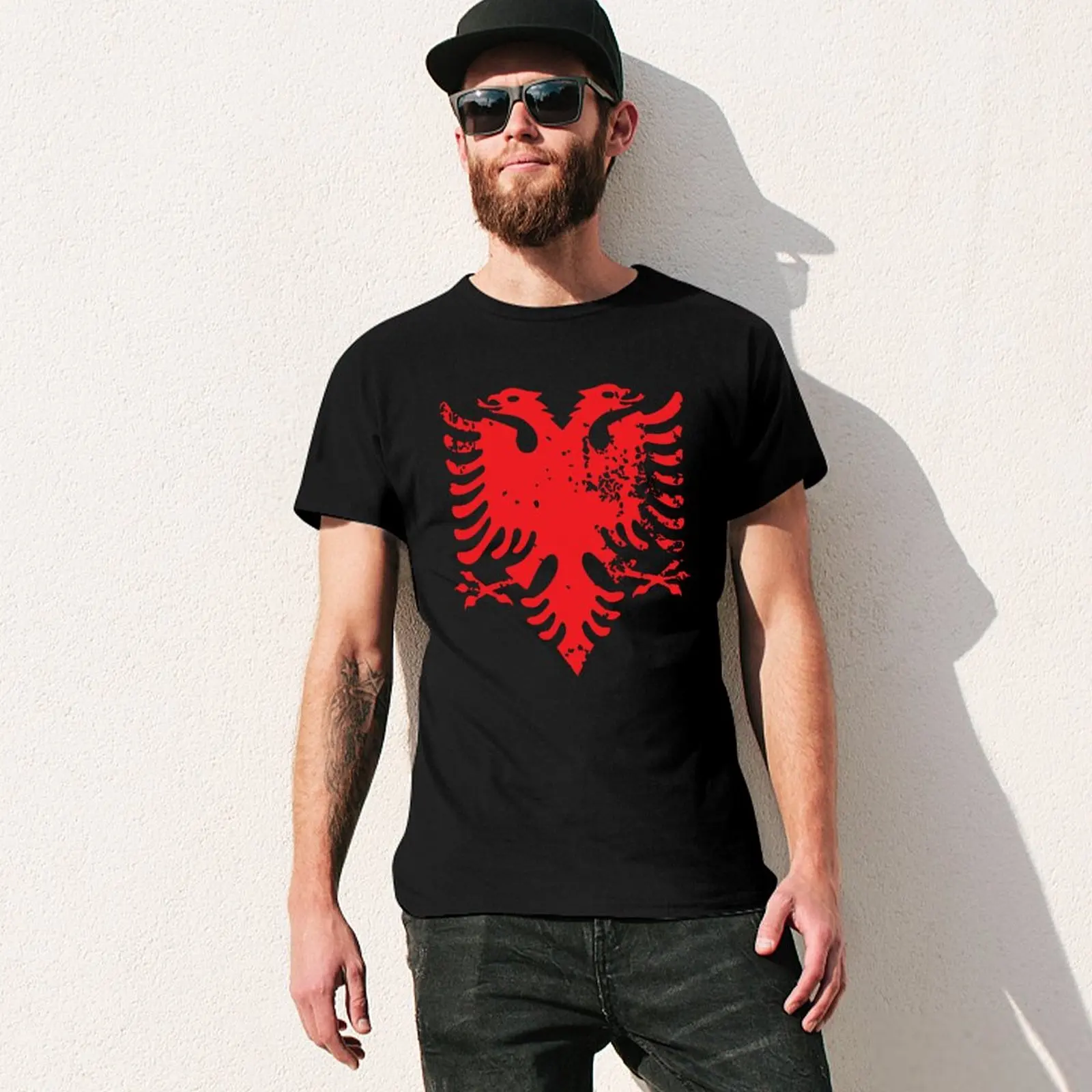 More Design Men Tshirt Albania Flag Albanian Fingerprint Country Tees T-Shirt O-neck T Shirts Women Boys Clothing 100% Cotton view 2