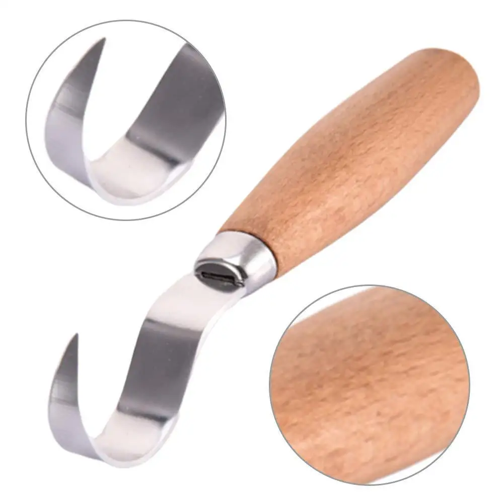 Stainless Steel Wood Carving Cutter Woodwork Sculptural DIY Wood Handle Spoon Hook Carving Knife Woodcut Art Craft Tool