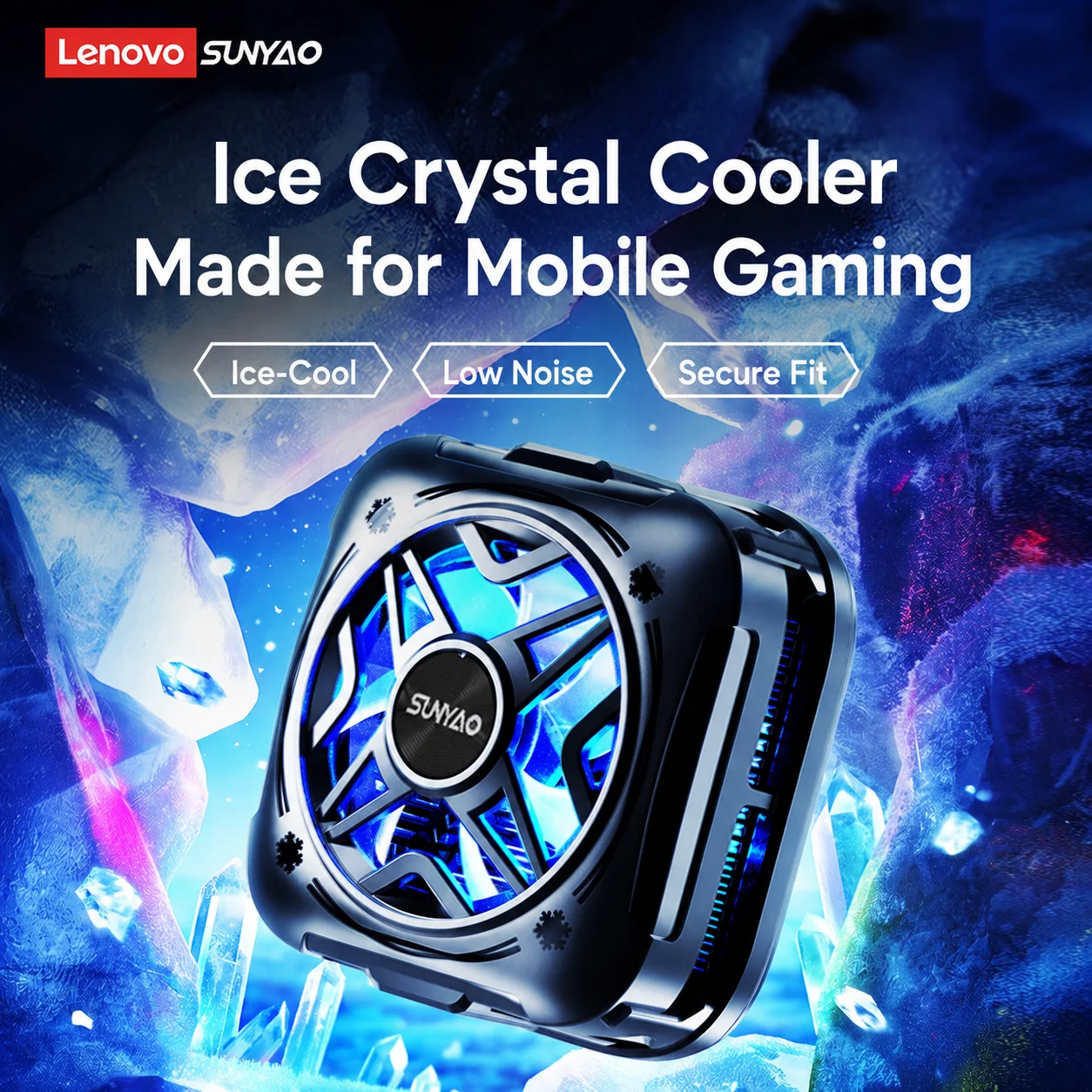 Lenovo SR008 Semiconductor Cooled Phone Cooler Al Smart Temperature Control Magnetic Back-Clip Ice Cooling RGB Light for Gaming