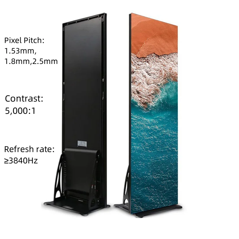 Il sito di visualizzazione della segnaletica digitale con poster a LED per pubblicità interattiva interna mobile da pavimento