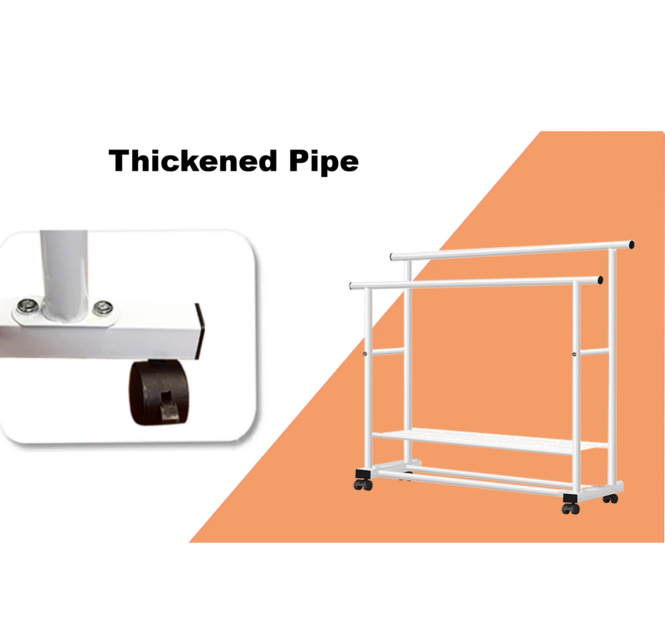Double Rod Metal Garment Rack Rolling Clothes Organizer on Wheels Wall Hooks & Coat Rack for Store Displaypromote sales