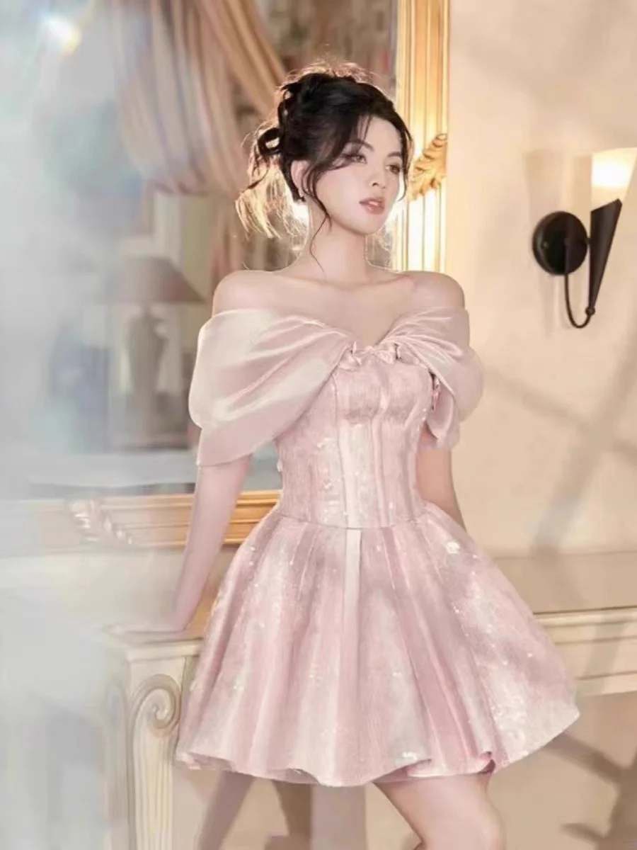 

Розовое атласное вечернее бальное платье для похудения Dr на одно плечо, женское облегающее платье на молнии со средней талией Dr