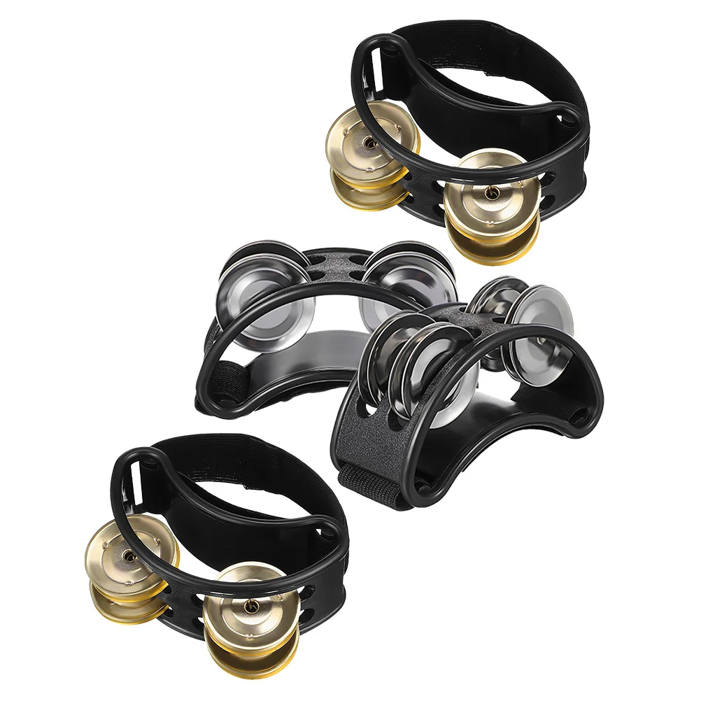 

4Pcs Double Row Foot Tambourine Foot Percussion Pedal Metal Bells Musical Instrument for Drumming Guitar Live Shows Practice
