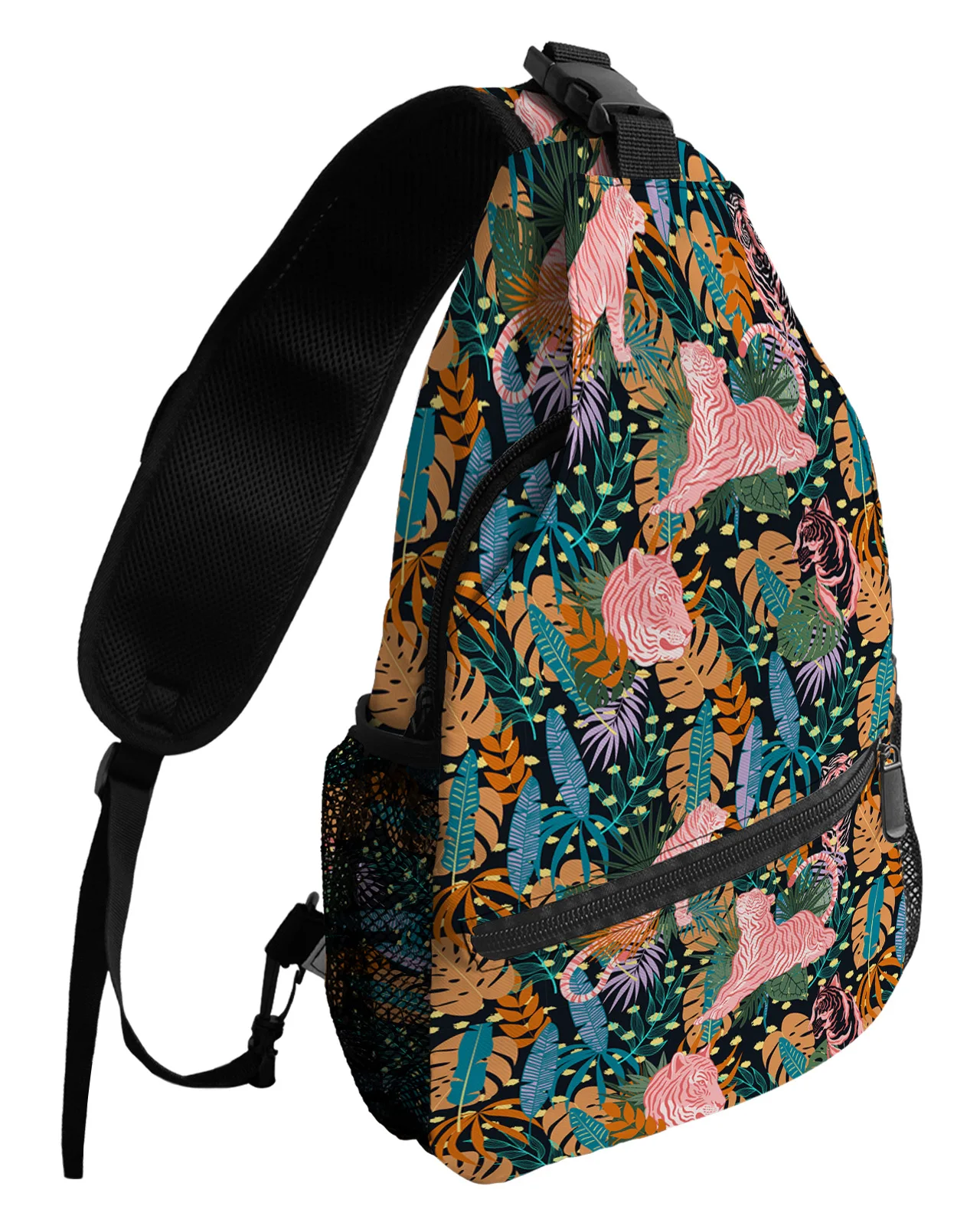 Tropical Jungle Banana Leaf Tiger Pattern Chest Bags For Women Men Waterproof Messenger Bags Sport One Shoulder Crossbody Bag