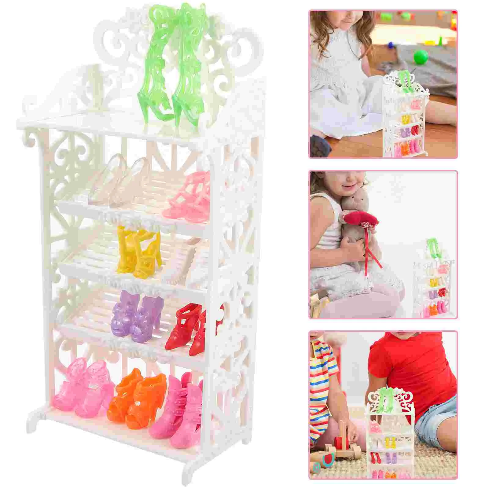 

Shoe Cabinet Rack Creative Plastic Storage Mini House Furniture Props Decor