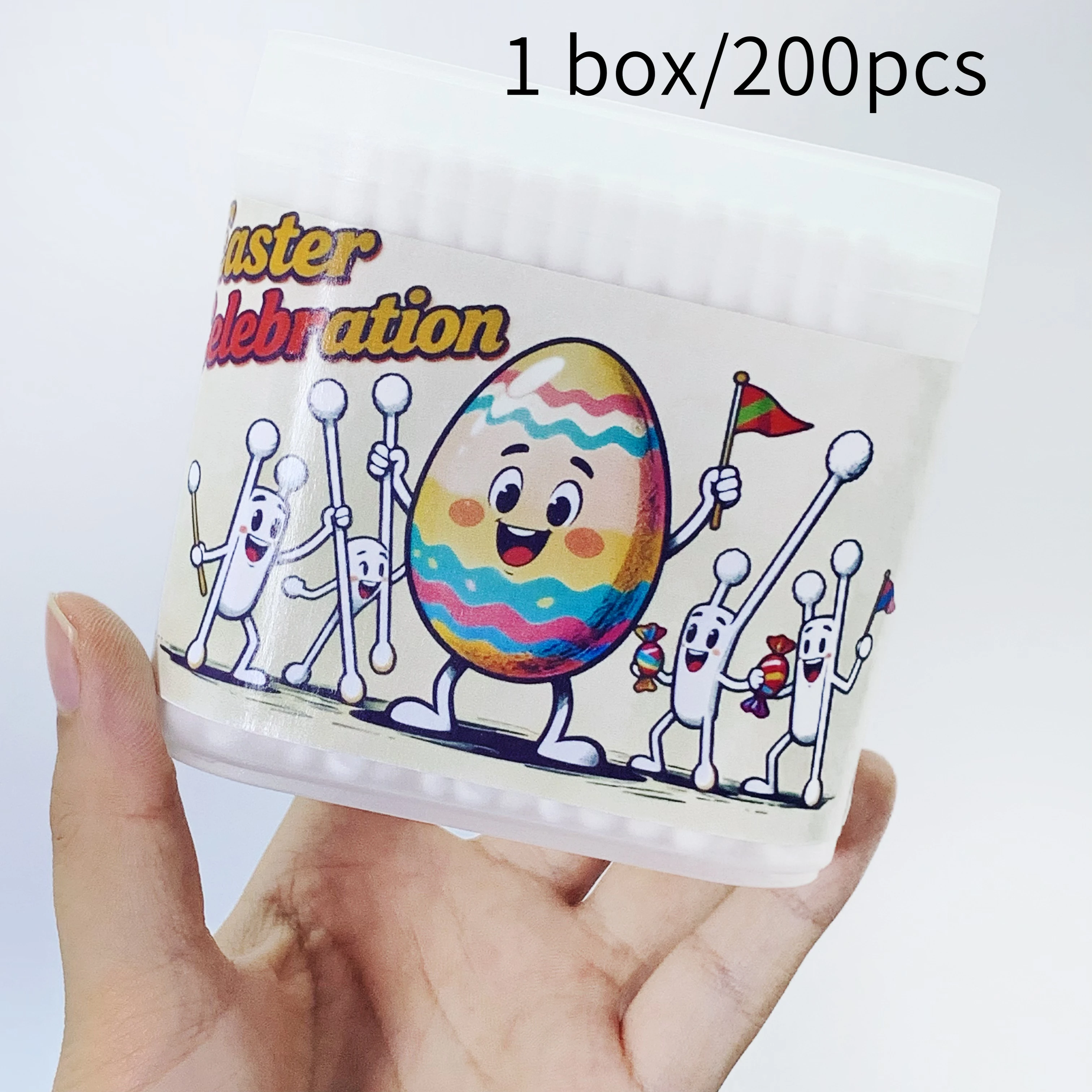 200 قطعة عيد الفصح تحت عنوان برأسين المسمار ملعقة مسحات القطن للبالغين ، أرنب بيضة عيد الفصح مهرجان أعواد قطنية العصي