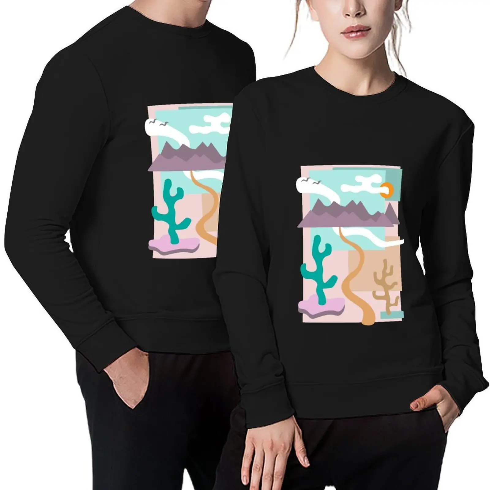 

Abstract Cactus Desert Mountain Landscape Pullover tracksuits men wear korean style clothes clothes for men sweatshirts men