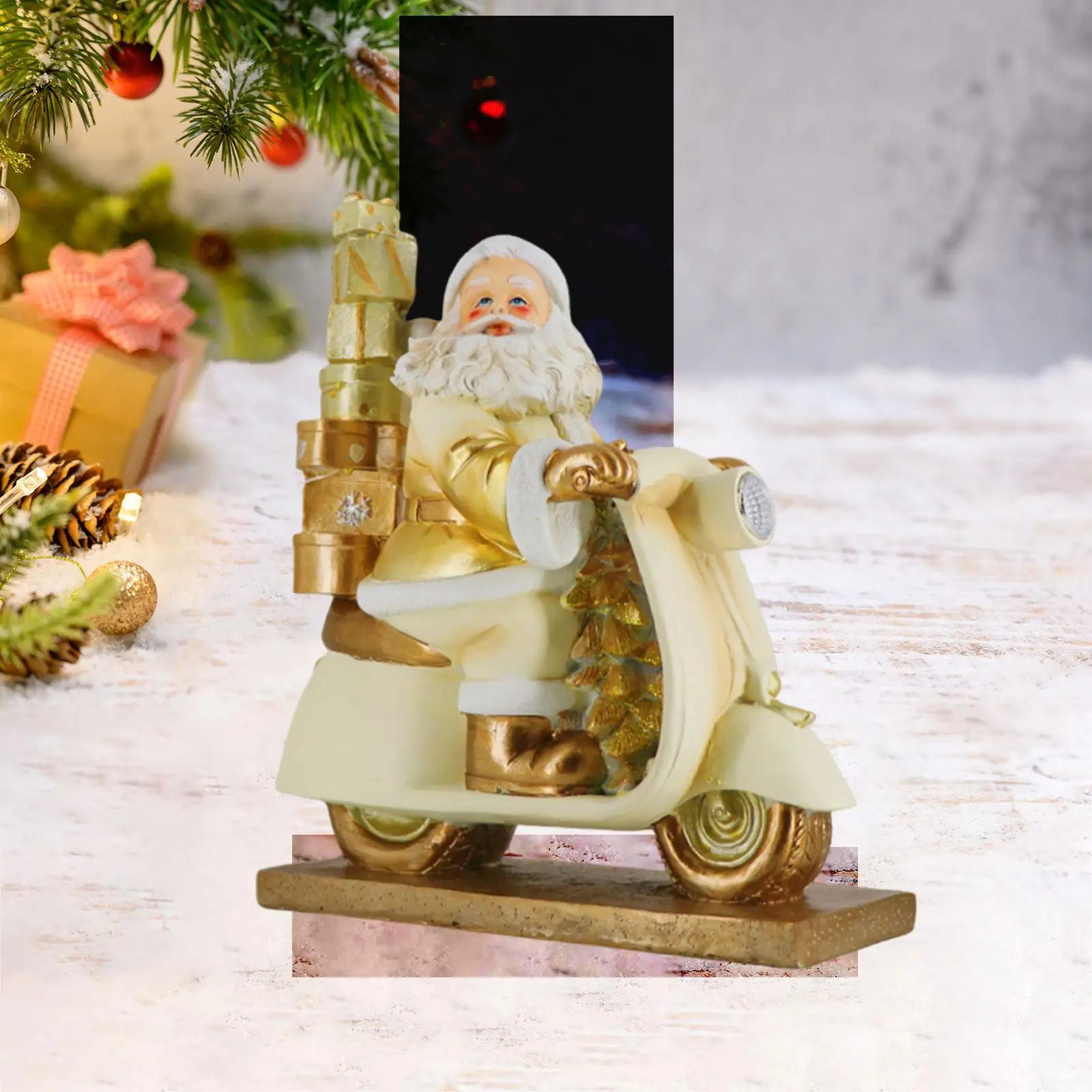 

Статуя мотоцикла для вождения Санта-Клауса, рождественский подарок, креативное рождественское украшение, фигурка из смолы, настольное украшение для спальни, полка для офиса