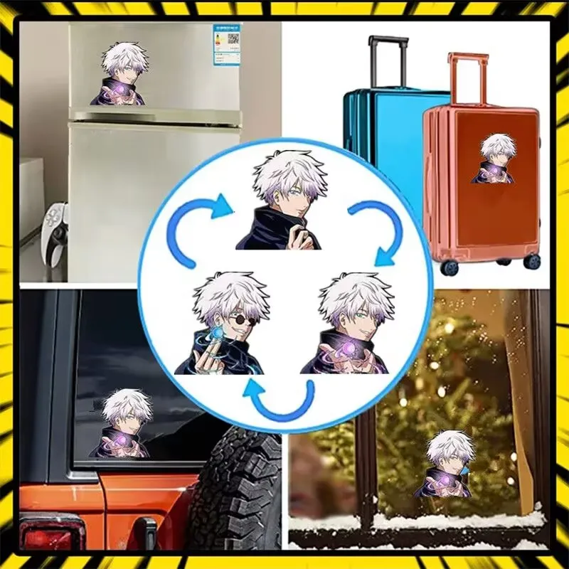 Jujutsu Kaisen, waterproof 3d gradient illusion sticker, grating card, Gojo Satoru, Ancient Jewish car sticker