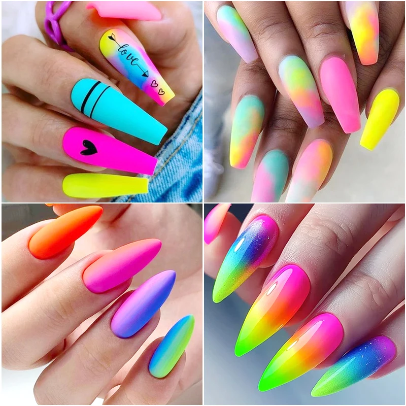 2箱 ネオンレインボーネイルピグメント 暗闇で光るパウダー カラフルな蛍光体クロムグリッター グラデーションネイルアート ラビングダストデコレーション