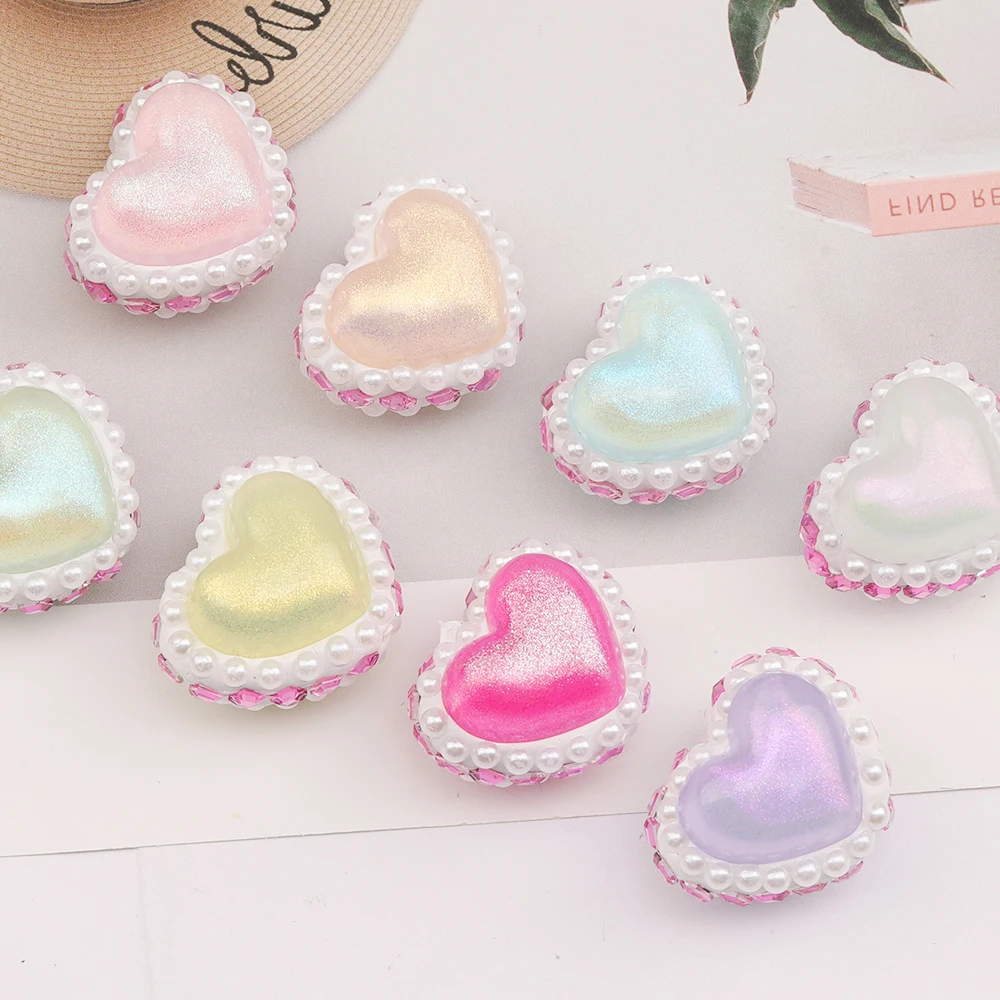 

Cordial Design 50Pcs 22*27MM Polymer Clay Bead/Hand Made/Jewelry Findings & Components/Rhinestone Effect/Heart Shape/DIY Beads