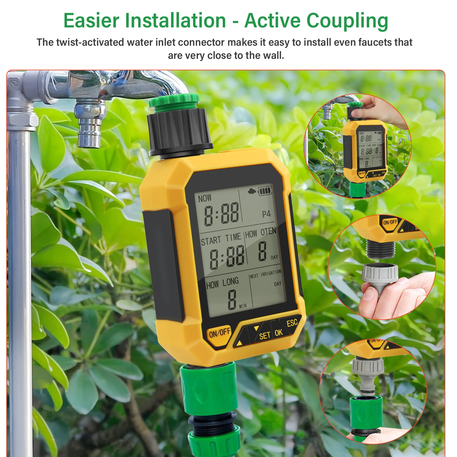 YIERYI Water Timer Irrigation Controller Smart Garden Sprinkler System Digital Hose Timer Waterproof Auto Drip Irrigation Timer