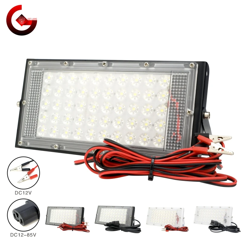 50W Led-Schijnwerper Dc 12V-85V Buitenschijnwerper 12V Volt Reflector Led Draagbare Veiligheidslicht Aansluiten Door Batterij