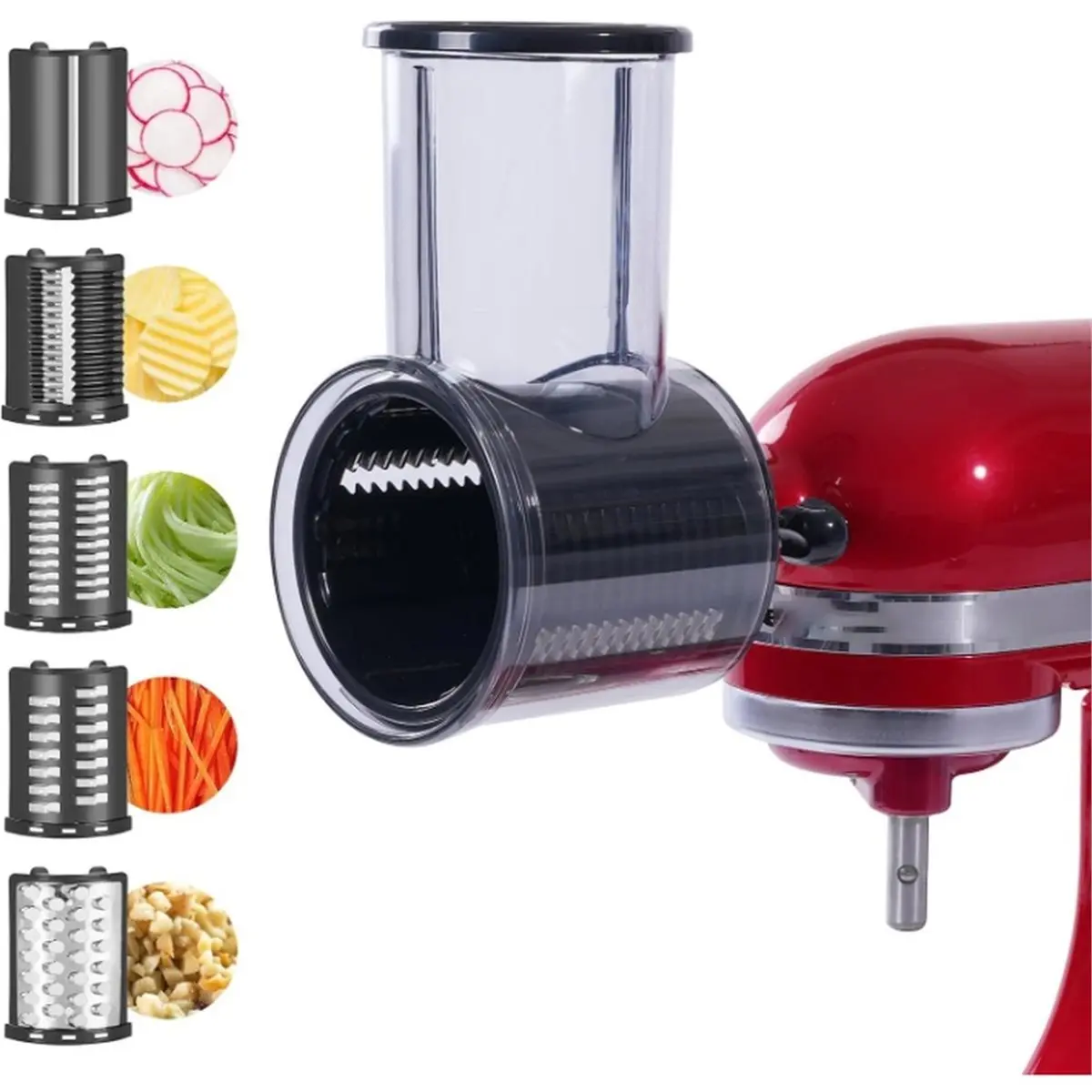 RECOMENDAR】Slicer Shredder Attachment for Mixer 5 Blades Cheese Grater Fruits Salad Cutter Accessories