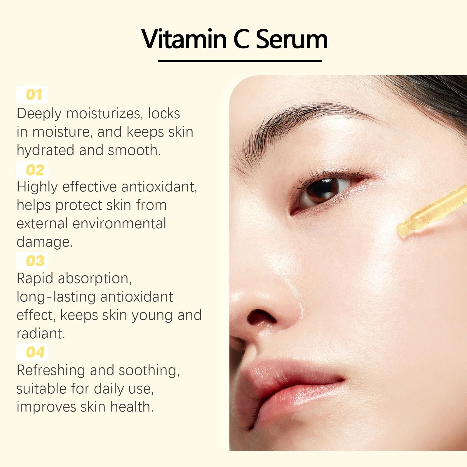 Serum Wajah pelembab Vitamin C, Serum Wajah Vitamin C mengencangkan kulit, menutrisi mendalam melembabkan meningkatkan kekeringan Menenangkan memperbaiki wajah