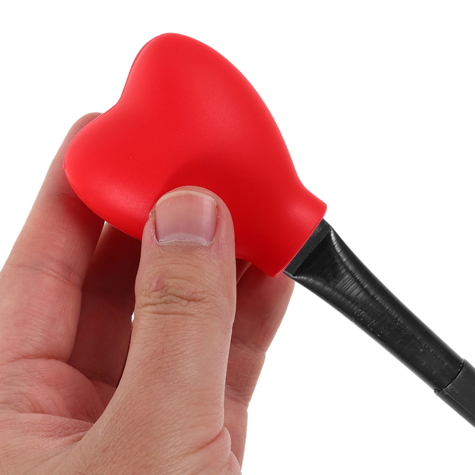 Conjunto de pincéis de maquiagem de silicone em forma de coração, 3 peças, capa protetora contra poeira, tampa vermelha, manga, protetores de escova reutilizáveis