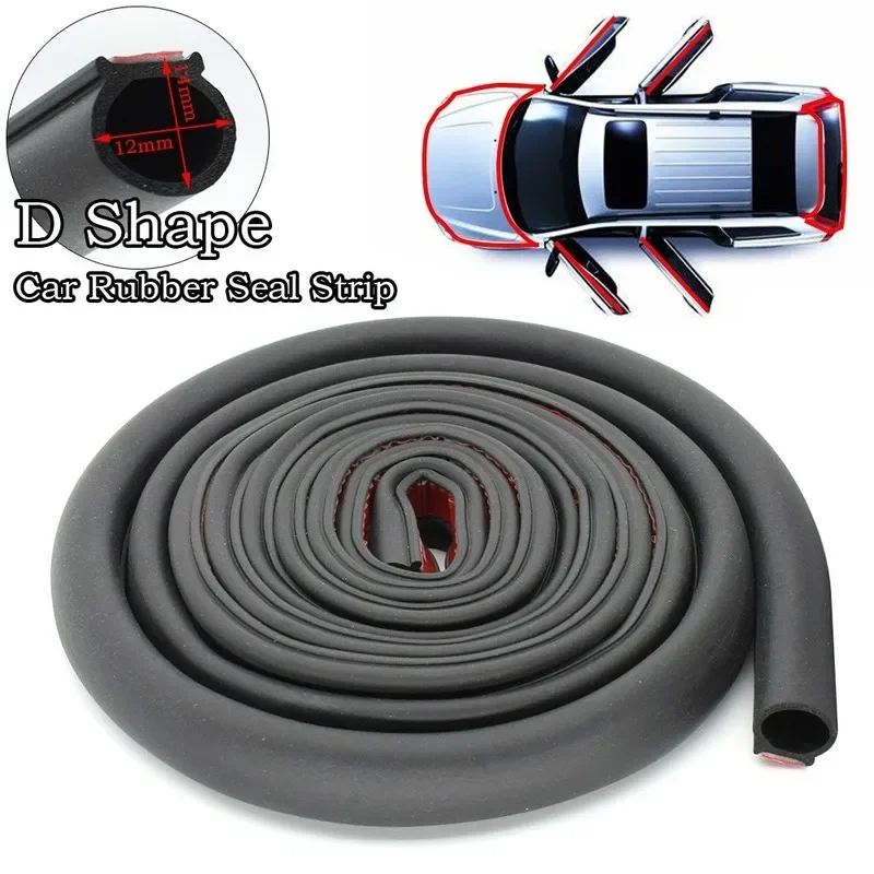 5m Car Rubber Door Seal Strip D Type Car Door Seal Strip Universal Noise Insulation Epdm Rubber Waterproof Seal Auto Accessories