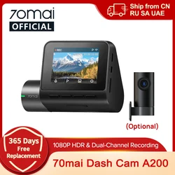 Global 70mai Dash Cam A200 Dual-channel Record 1080P HDR 2'' IPS Screen 24H Parking Monitor Car DVR 70mai A200 WIFI APP 130° FOV