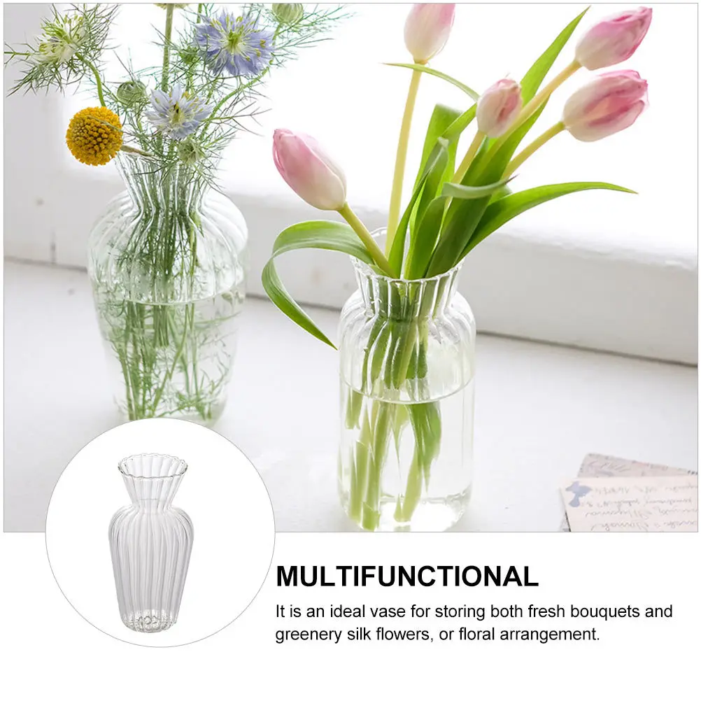 

1Pcs Striped Glass Vase Premium Glass Material Strong Flower Vase for Fresh Bouquets Silk Flowers Flower Implement