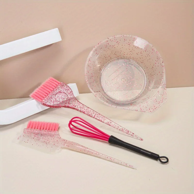 4pcs Hair Styling And Highlight Dyeing Set Sparkling Hair Dyeing Comb Oil Dyeing Brush Single Sided Soft Hair Pearl Dyeing Brush