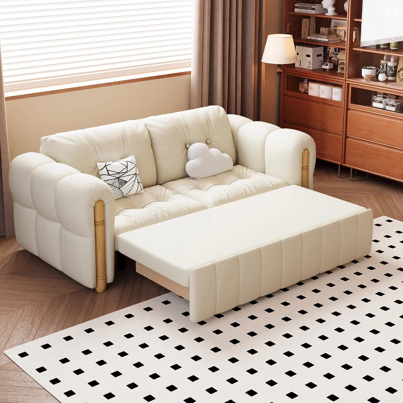 French Style Sofa Bed Foldable Solid Wood Multi-functional Leisure Sofa Bed Scientific Support Backrest Customized Storage Box