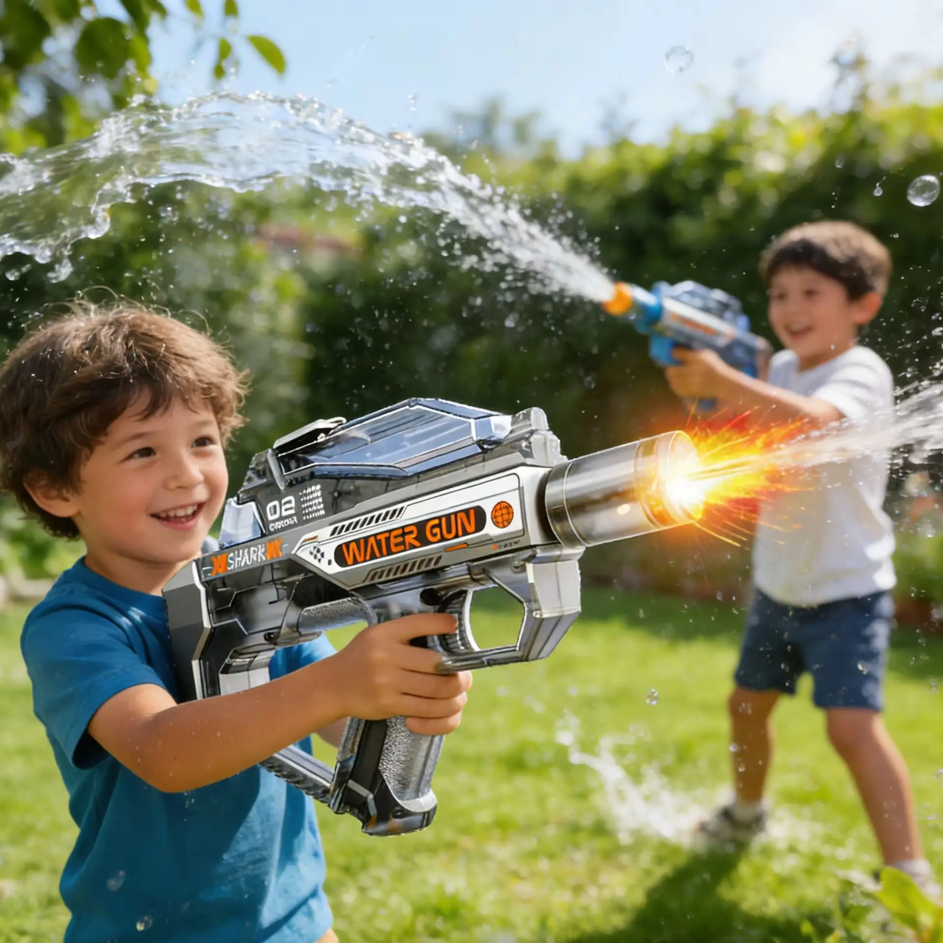 Electric Water Gun Toy Water Gun with Lights and Sound Automatic Continuous Firing Watergun Beach Pool Outdoor Party Gun Toy