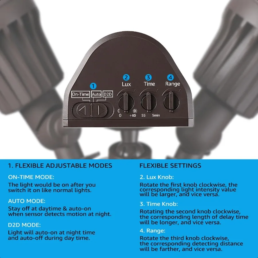 Luz LED de seguridad COB, luces de inundación con Sensor de movimiento, Detector de movimiento de odes de aluminio para exteriores, atardecer al amanecer y Control de interruptor 100277V Adj