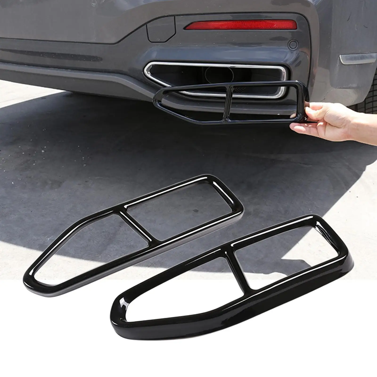 

2x Stainless Steel Tailpipe Frame, Rustproof, Left Right Exhaust Pipe Output Cover, for 7 G11 G1 Exterior Accessories