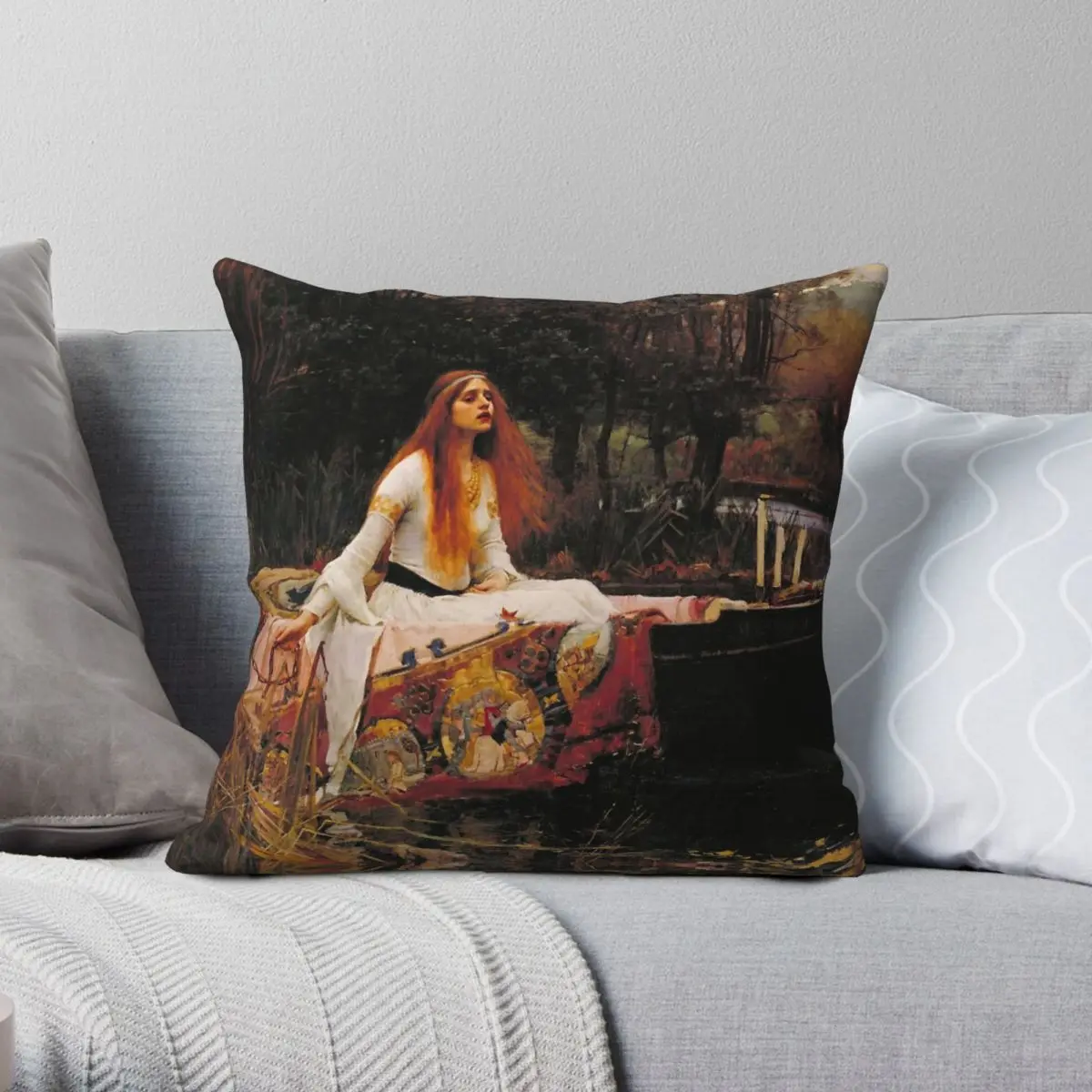 Lady Of Shallot John William Waterhouse Square Pillowcase Polyester Linen Velvet Printed Zip Pillow Case Bed Cushion Cover