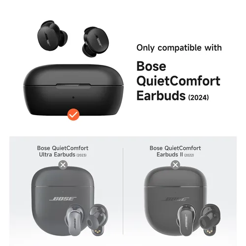 Imagen 2 del producto SURITCH Casefor BoseNewQuietComfort Earbuds2024Cubierta protectora a prueba de golpes Auriculares inalámbricos Estuche de carga Accesorios con mosquetón