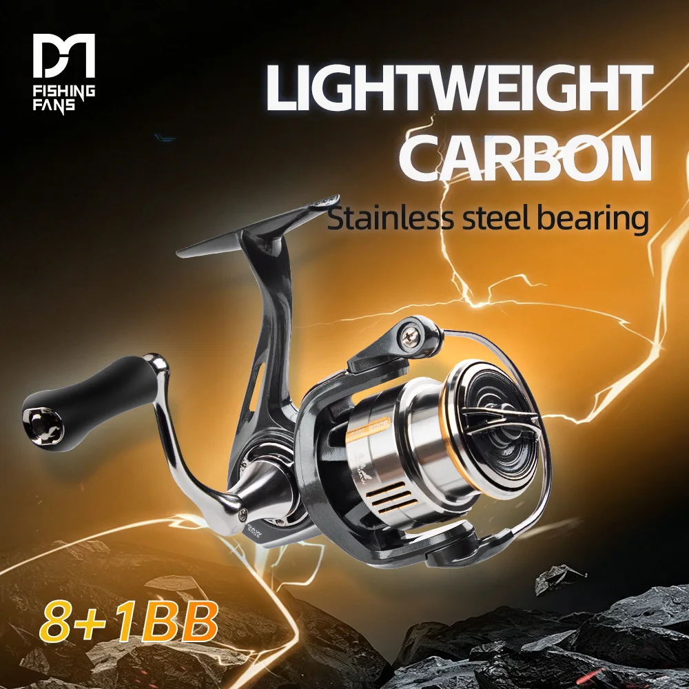 FISHINGFANS HYFCL 5.2:1 6kg Bremskraft 8+1BB CARBON-RAHMEN LEICHTGEWICHTIGE Meerwasserbeständige VERSIEGELTE SPINNING-Angelrolle