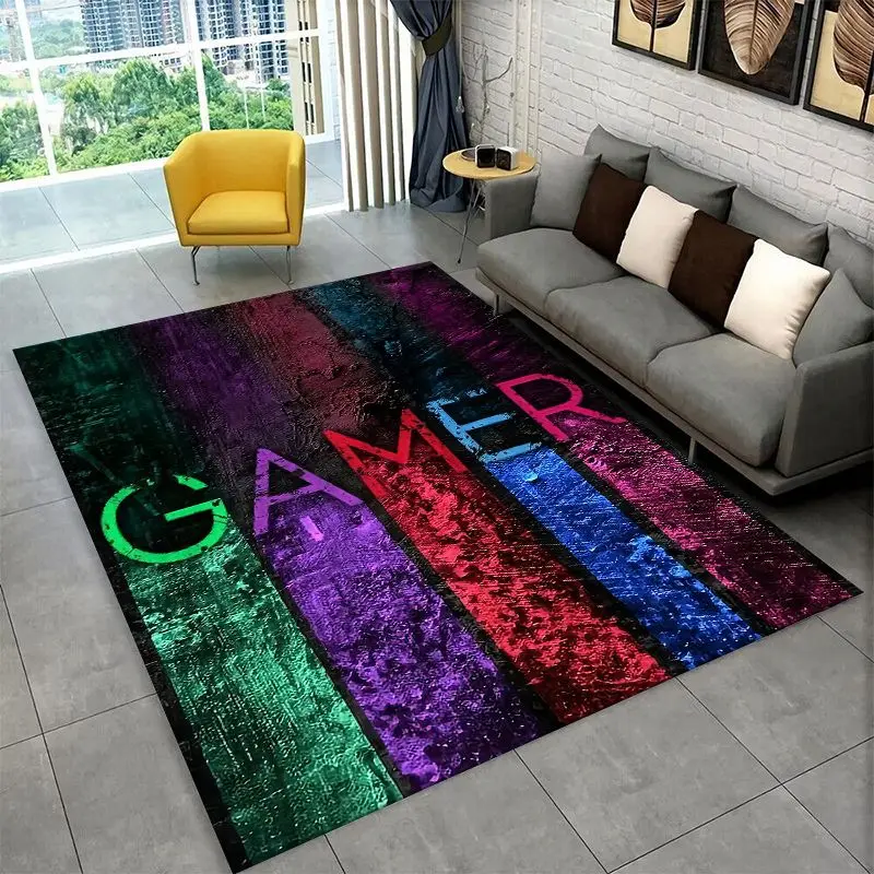 HD Retro Game Zone logo Controller Non-Slip Area Rug for Living Room Bedroom Playroom,Carpet Floor Mat for Home Decor Holiday
