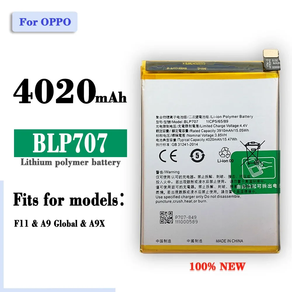 New High Quality Replacement Battery For OPPO Domestic Version A9 A9x F11 Phone BLP707 Large Capacity Built-in Panel Battery