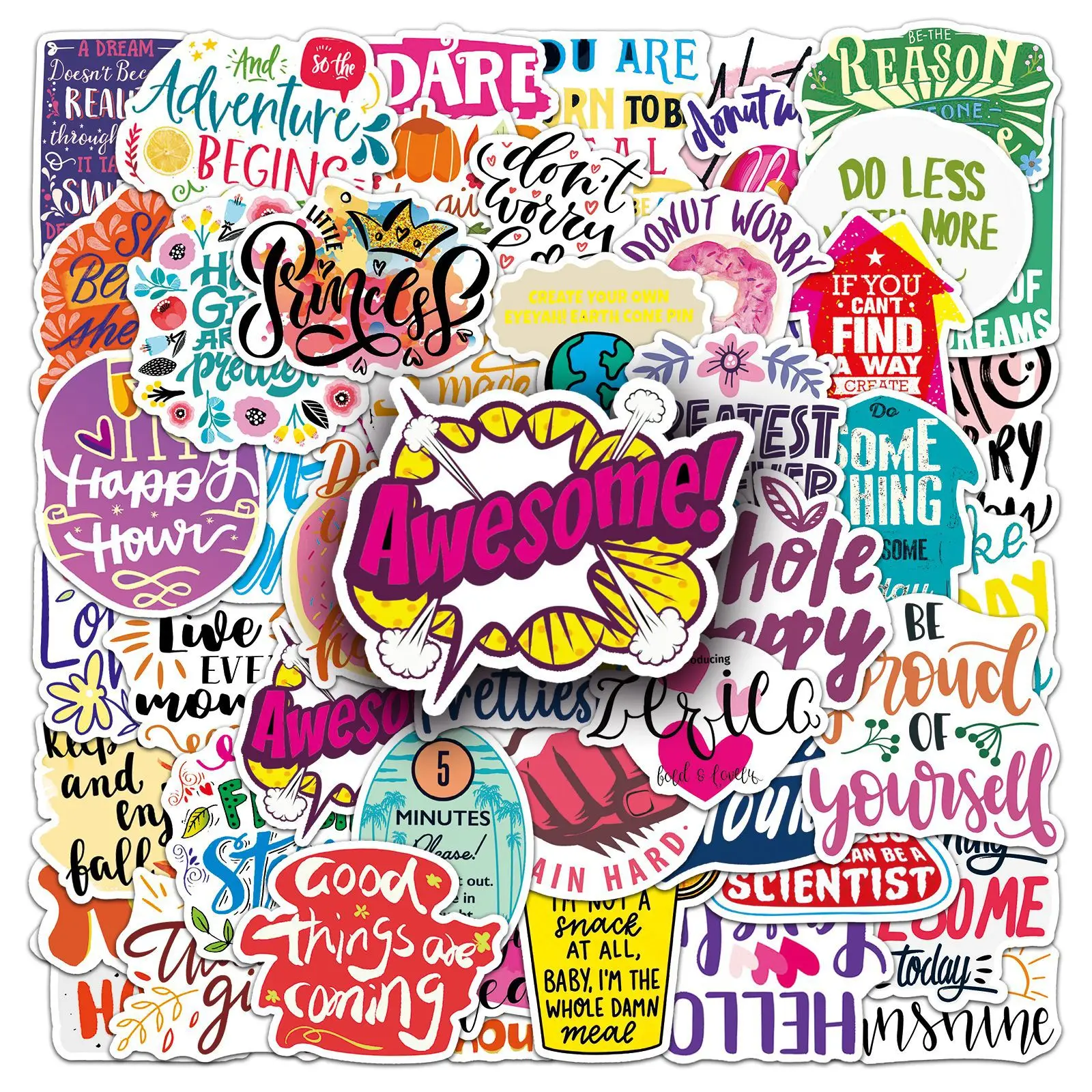 

10/50PCS Inspirational English Cartoon Graffiti Stickers Decorative Skateboard Notebook Mobile Car Waterproof Stickers Kids Toy