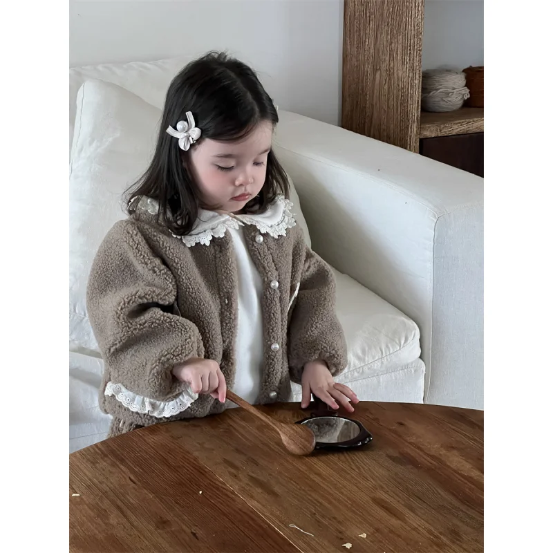 

Girls' Plush Coat Thickened Children's Clothing Autumn Winter Baby Clothes Children's Thickened Set Infant Winter Outfit