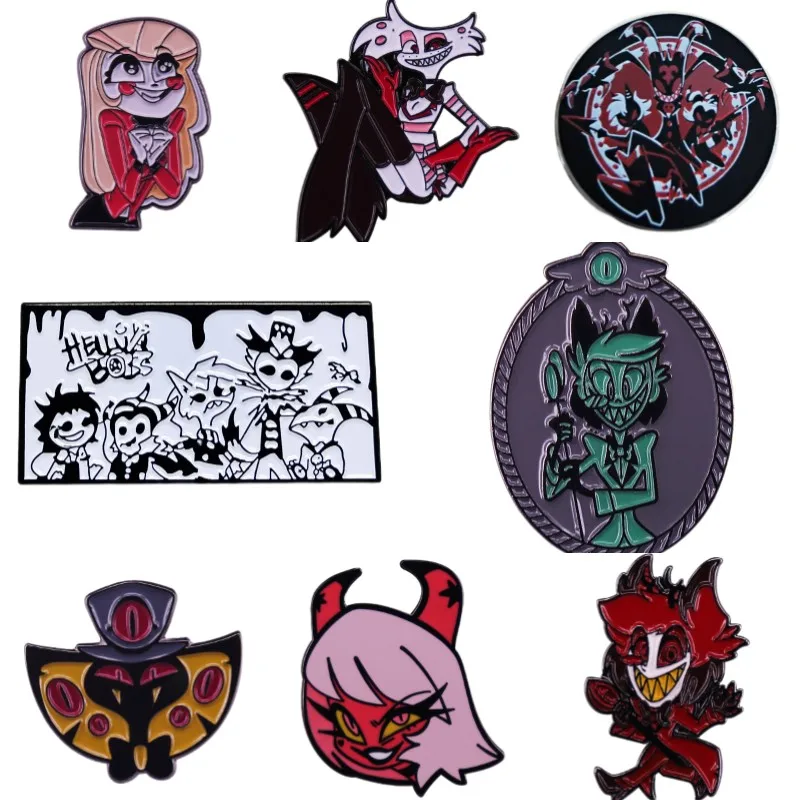 Excellent Quality Infamous Alastor Villain Snake Demon Sir Pentiouss Enamel Lapel Pins Charlie Brooch hotels Demons Adorn Badges