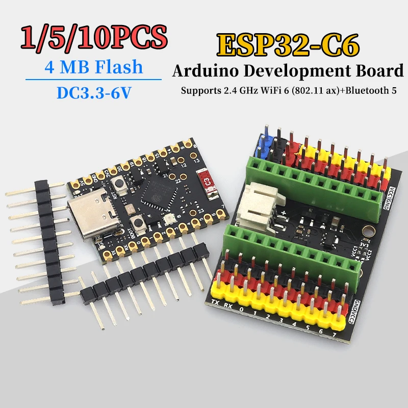ESP32-C6 SuperMINI Development Board 2.4 GHz WiFi 6 Bluetooth 5 Arduino Compatible for IoT Projects Pack