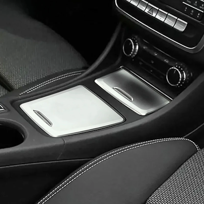 

Metal Center Console Storage Box Panel Cover Trim 2Pcs For Mercedes Benz GLA X156 CLA C117 2013-18 A Class W176