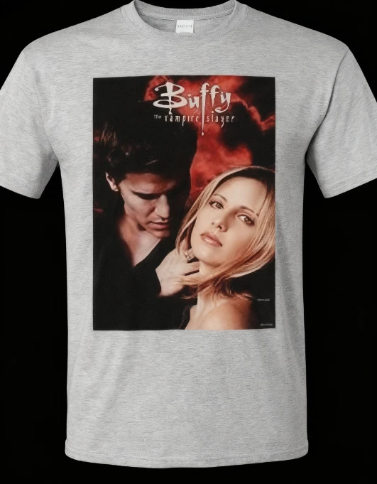 تي شيرت Buffy the Vampire Slayer Graphic، تي شيرت قطني مطبوع عليه برنامج تلفزيوني قوطي، بلوزة كلاسيكية على شكل عبادة التسعينيات لمحبي