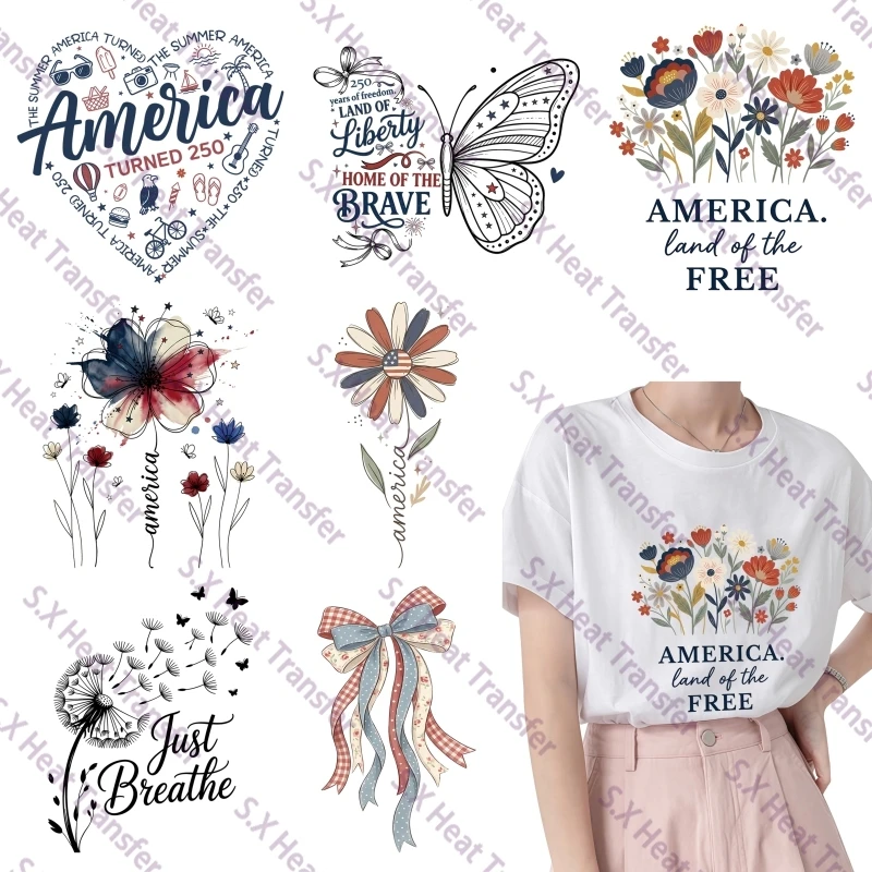25cm Fashion Butterfly Daisy Dandelion Hot Stamping Sticker Personalized DIY Heat Transfer Sticker Ironing Operation Washable