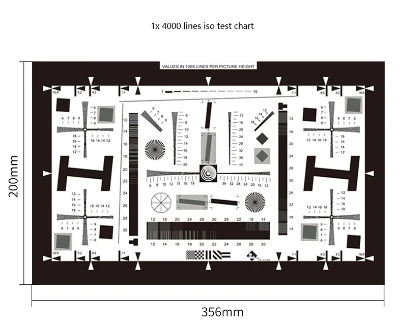 2026 Standard Iso 12233 Resolution Chart Camera test Target for Image Quality Color test MTF TV Line 4X for 8 Million Pixel Came