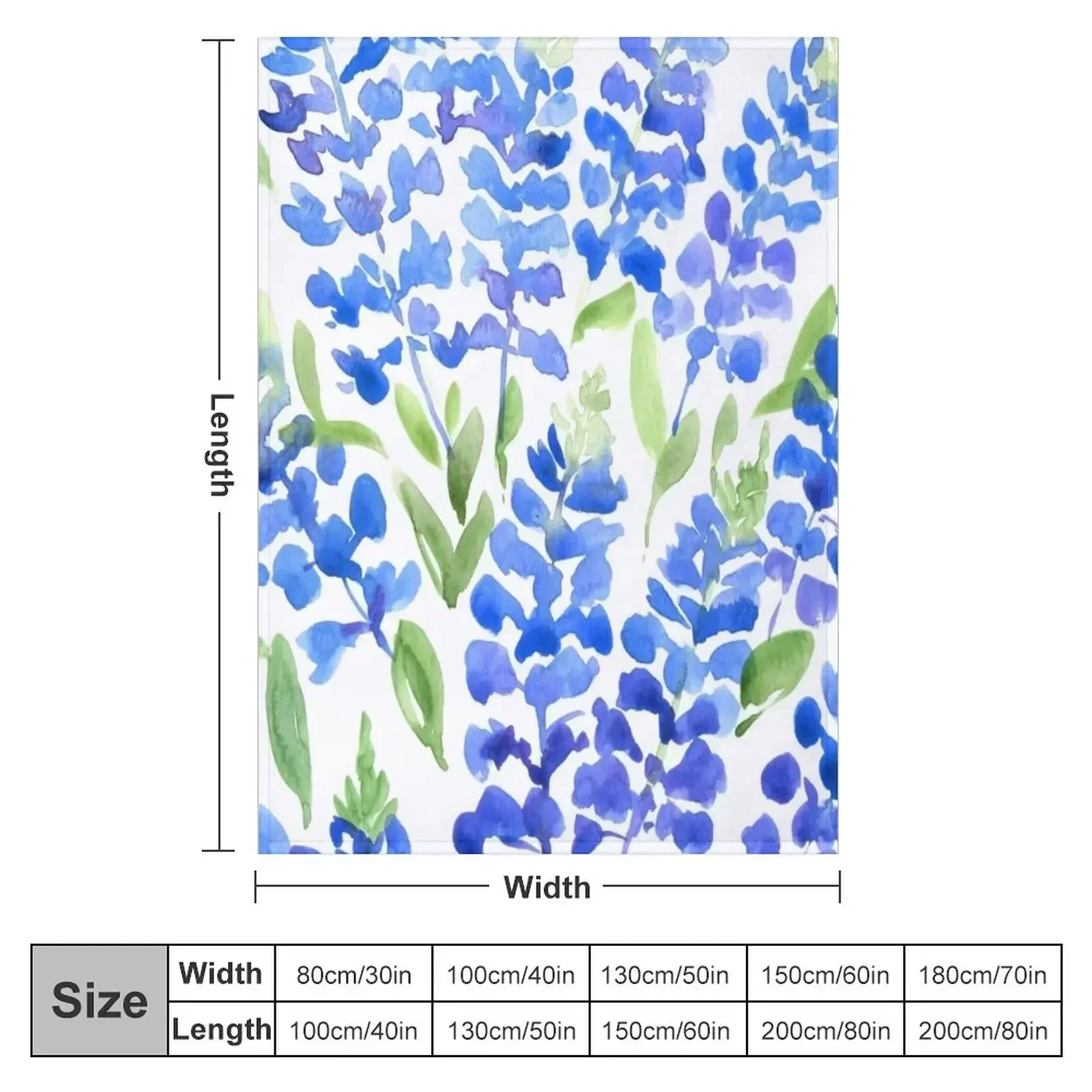 Watercolor Texas bluebells Throw Blanket Thermals For Travel Luxury Brand Soft Big Blankets