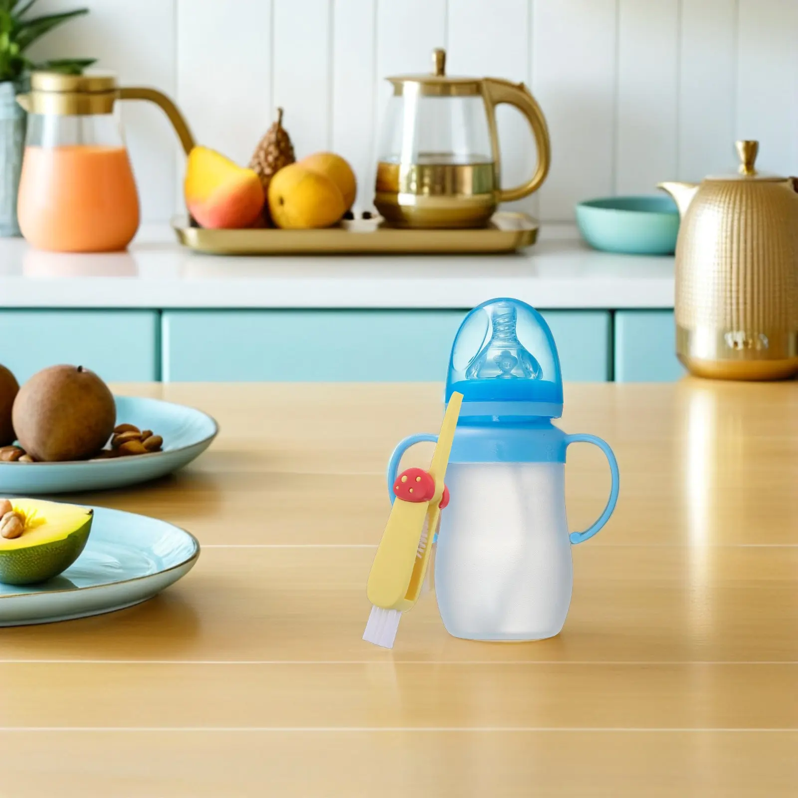 3Pcs Baby Bottle Brush Set Bottle Lid Straw Cleaner Multi Function Cup Lid Cleaner for Travel Home