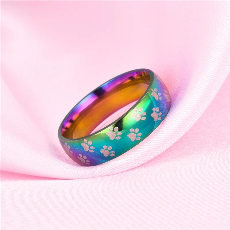 Hot Selling New Stainless Steel Colorful dazzling rainbow couple Rings For Women Men Wholesale Valentine Day Gift Size 6-13 ﻿