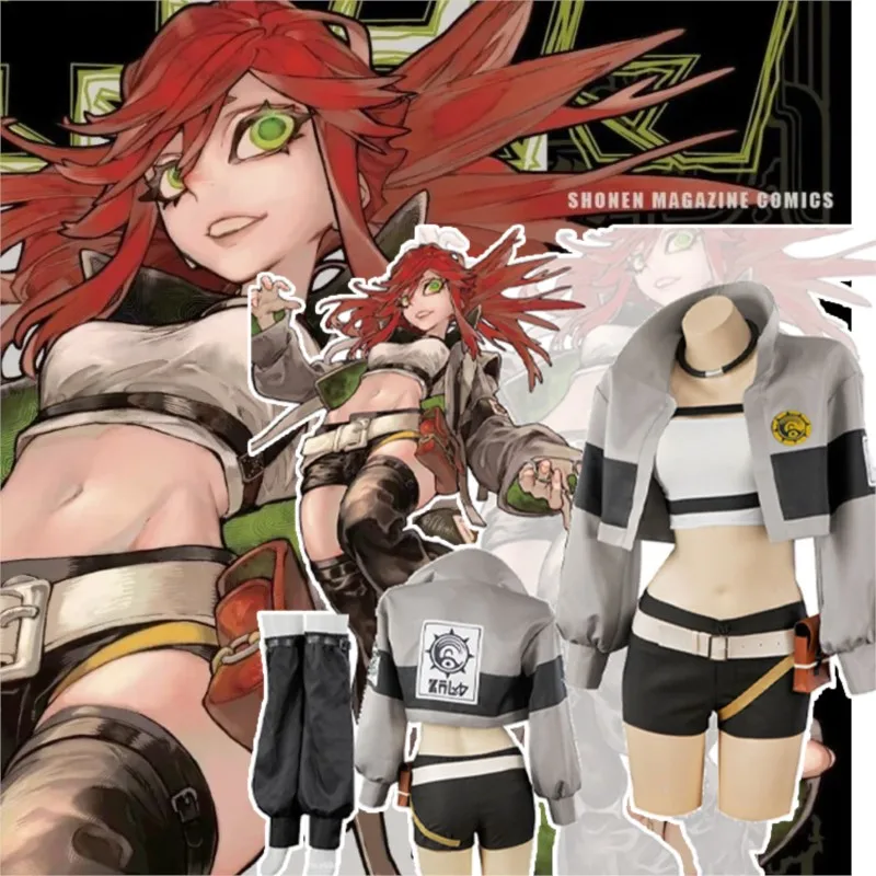 

Riyo Reaper Gachiakuta New Anime Cosplay Female Sexy Girl Party Dress Coat Shorts Leg Socks Halloween Carnival Outfit Customized