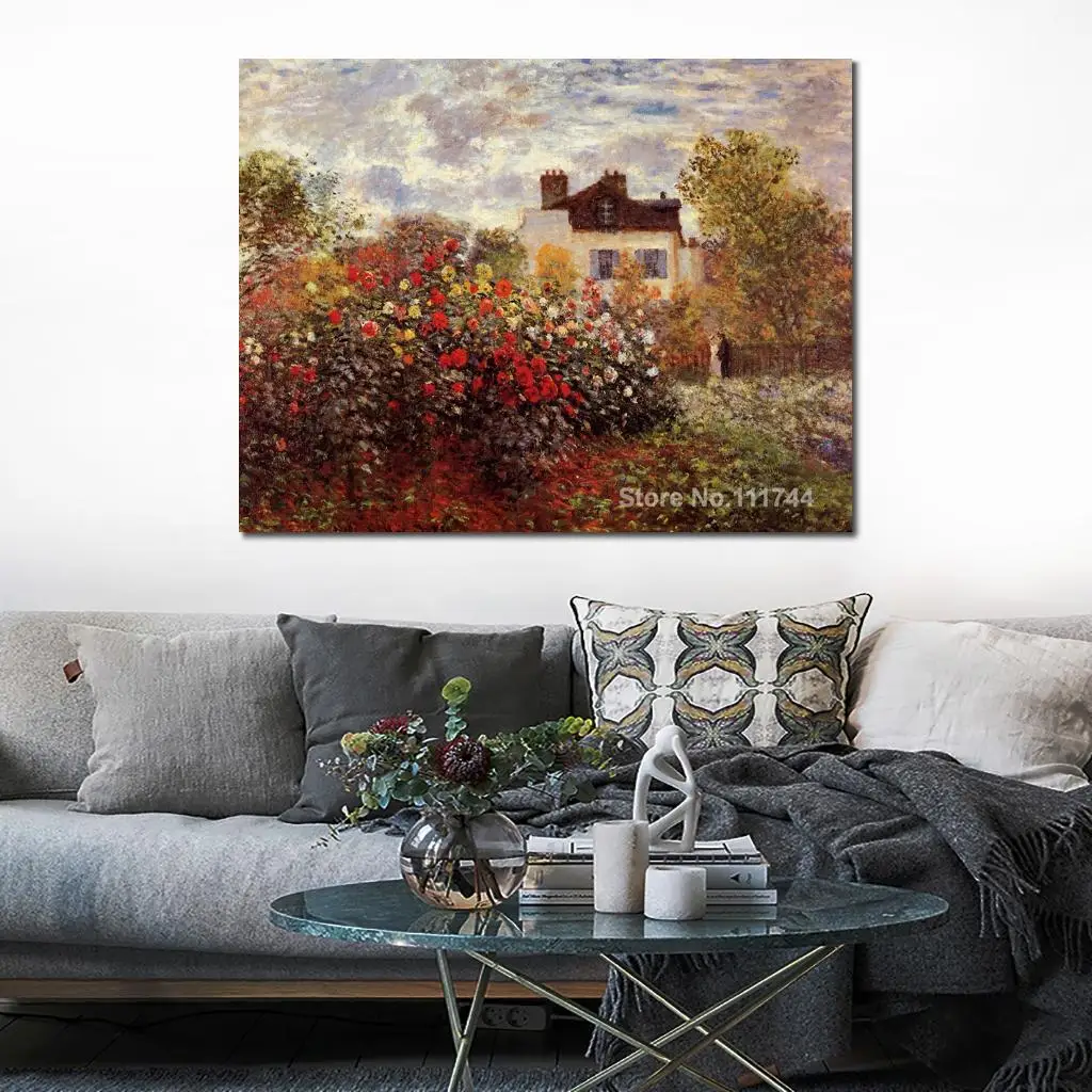 

Art for Office Space Monets Garden in Argenteuil Sun Claude Monet Paintings High Quality Hand Painted