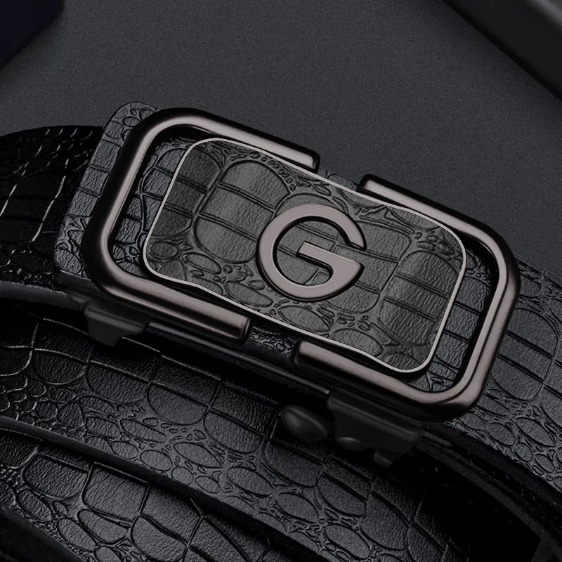 Men's Belt 3.3 No Teeth No Holes No Card Internal Wear Belt Leisure Fashion Automatic Buckle Belt Personalized Belt Simple Belt