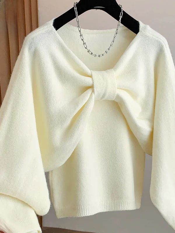 

Ladies Large Size Lazy Sle Knot Cover up Faionable Strap Knitted Top Two Piece Set Casual Loose Fit Winter Wear