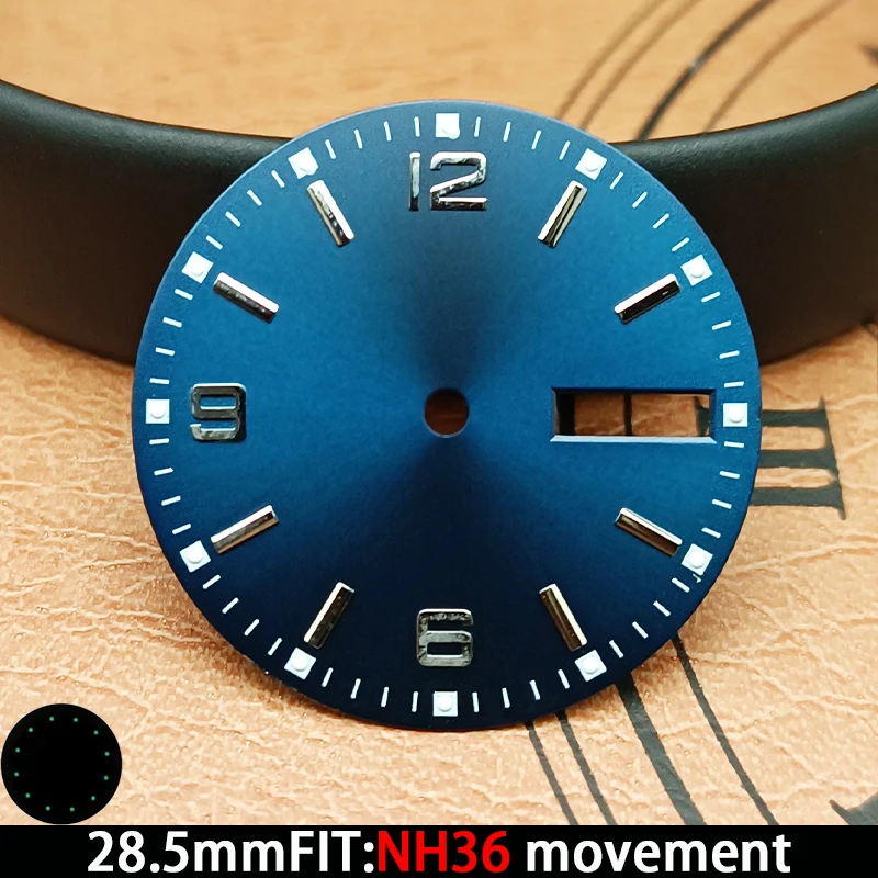إكسسوارات قرص الساعة قرص مضيء عالي الجودة 28.5 ملم لسلسلة NH3 35/36 قطع غيار ساعة الحركة