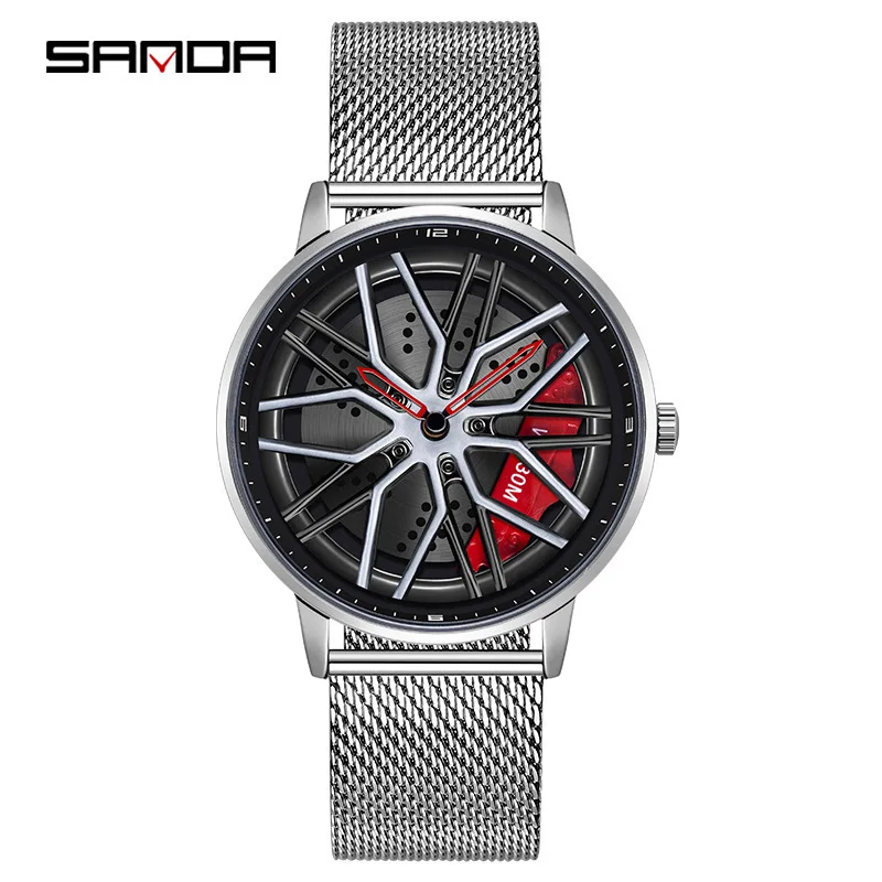 Gratis Verzending Outletssanda New1107mesh Band Waterdichte Trend Mode Heren Quartz Horloge Eenvoudig Elegant Student Horloge